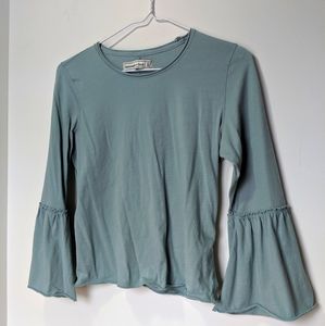 A&F sage green bell sleeve top
